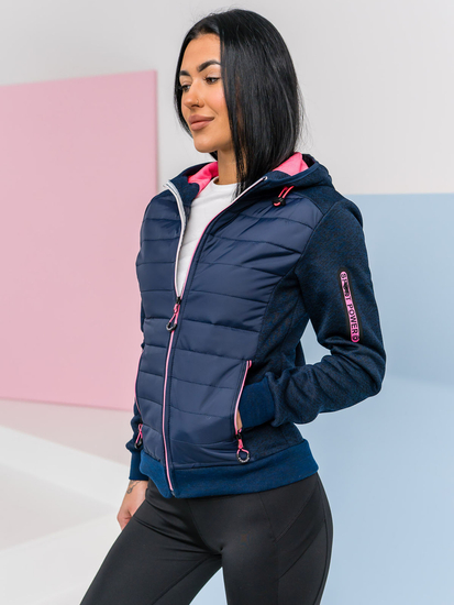 Ženska prošivena majica-jakna s kapuljačom tamnoplava Bolf KSW4001