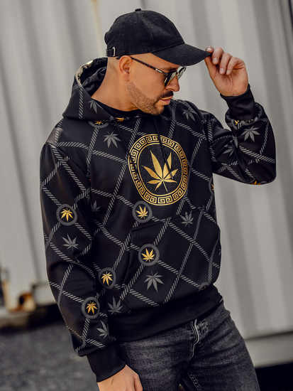 Crna muška majica s kapuljačom s printom Bolf HM630