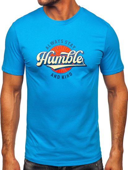 Muška pamučna majica s printom Plava Bolf MPO3531