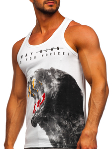 Bijela boxer majica tank top s printom Bolf 14836