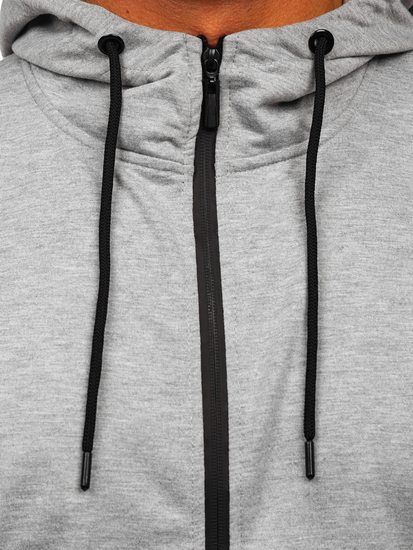 Siva na zip muška dukserica s kapuljačom Bolf B025