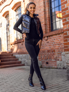 Crni dugi prošiveni prsluk ženski Bolf AG5015