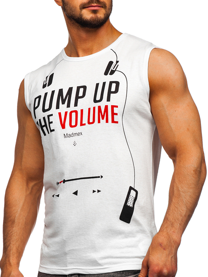 Bijela majica tank top s printom Bolf 14815