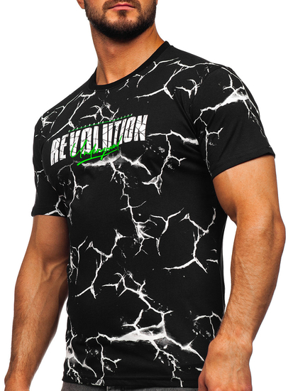 Crna pamučna muška majica s printom Bolf 14717