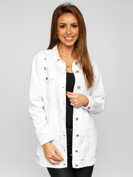 Bijela duga jakna od trapera ženska Bolf WL1743-10