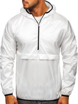 Bijela prijelazna jakna muška sportska anorak s kapuljačom BOLF 5061