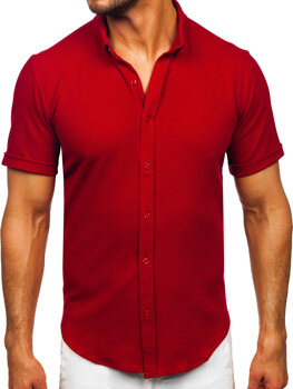Bordo muška košulja od muslina s kratkim rukavima Bolf 2013