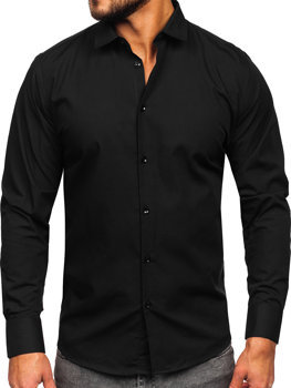 Crna muška elegantna košulja muška dugih rukava slim fit Bolf MS14