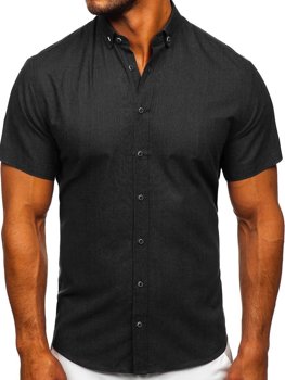 Crna pamučna košulja muška kratkih rukava Bolf 20501