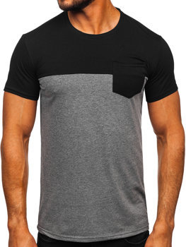 Crno-grafitna bez printa muška majica s džepom Bolf 8T91
