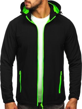 Crno-zelena jakna muška prijelazna softshell Bolf HH017