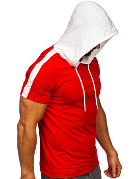 Crvena majica muška bez printa sa kapuljačom Bolf 8T299