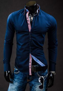 Elegantna muška košulja dugih rukava tamnoplava Bolf 0926A