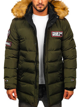 Kaki duga prošivena jakna muška zimska Bolf 6476