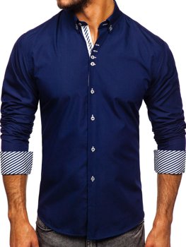 Košulja muška elegantna dugih rukava tamnoplava Bolf 5796