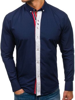 Košulja muška elegantna dugih rukava tamnoplave Bolf 5827-1