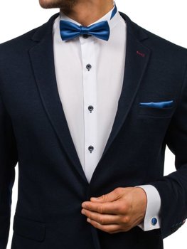 Muški set leptir kravata, manšete, maramica plavi Bolf MSP01