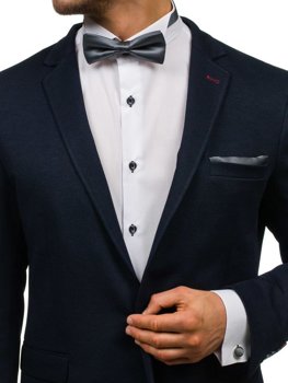 Muški set leptir kravata, manšete, maramica tamnosivi Bolf MSP01