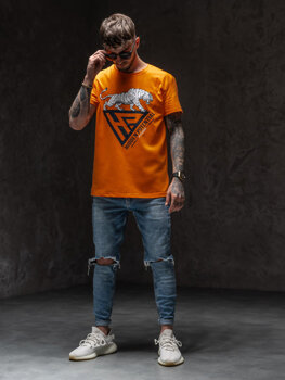 Narančasta majica muška s printom Bolf Y70013