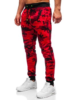Spodnie męskie dresowe moro-czerwone Denley KZ15