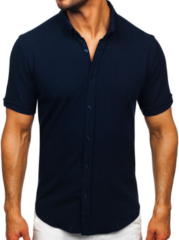 Tamnoplava muška košulja od muslina s kratkim rukavima Bolf 2013