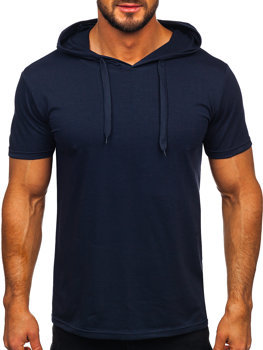 Tamnoplava muška obična majica s kapuljačom Bolf 8T89