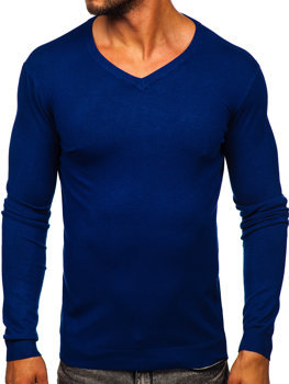 Tamnoplavi muški džemper s v-izrezom Bolf MMB601
