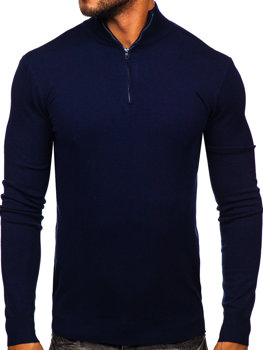 Tamnoplavi muški džemper sa stojećim ovratnikom Bolf MM6007