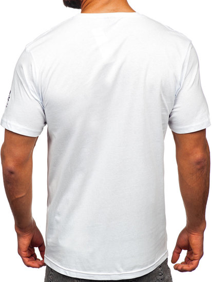 Bijela pamučna muška majica s printom Bolf 14784