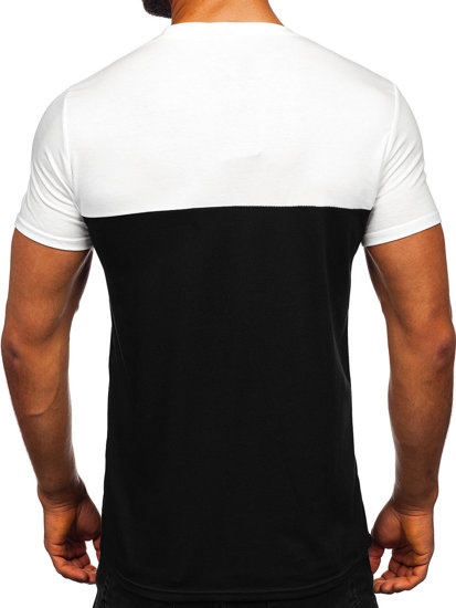 Bijelo-crna bez printa muška majica s džepom Bolf 8T91