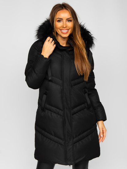 Crna duga prošivena ženska jakna zimska s kapuljačom Bolf 5M731