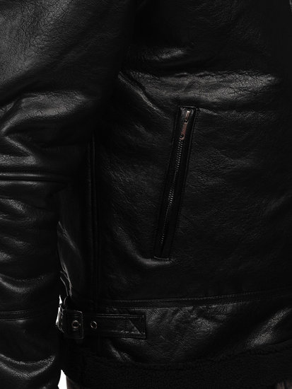 Crna muška kožna jakna izolirana bunda Bolf EX930