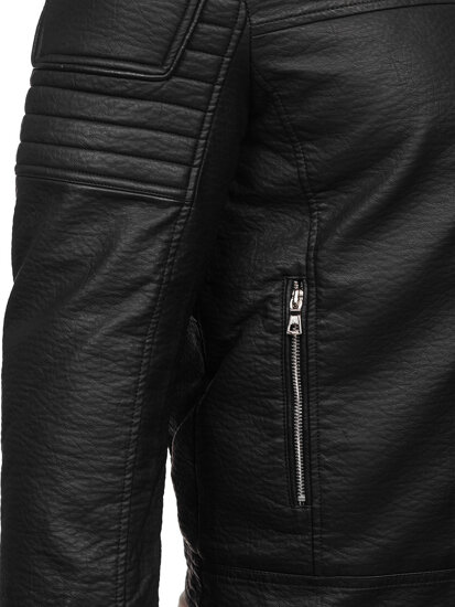 Crna muška kožna jakna s krznom Bolf 11Z8013
