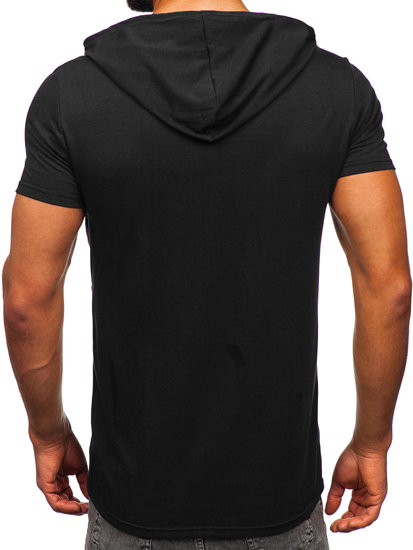 Crna muška majica s printom s kapuljačom Bolf 8T971