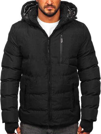 Crna muška prošivena zimska jakna Bolf 5M756