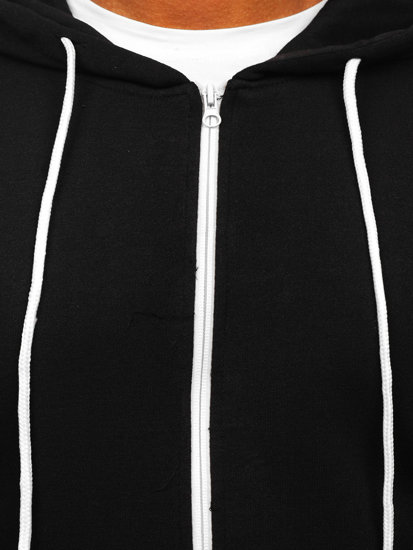 Crna na zip muška dukserica s kapuljačom Bolf HW2787