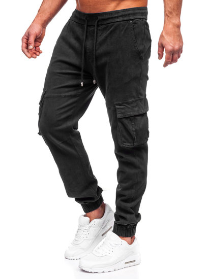 Crne muške traper cargo joggers hlače Bolf MP0105N