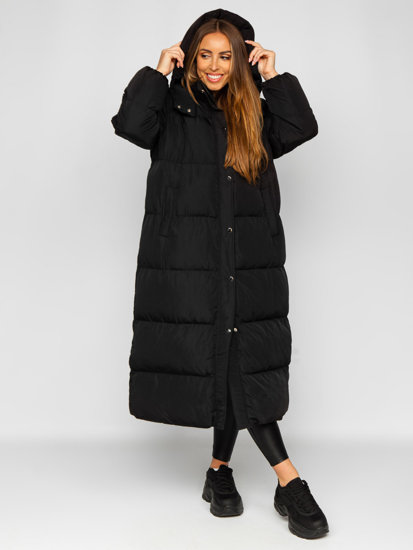 Crni dugi prošiveni kaput jakna zimska s paluljačom Bolf R6702