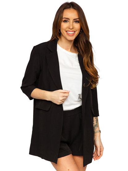 Crno elegantno ljetno dvodijelno žensko odijelo Bolf 8895