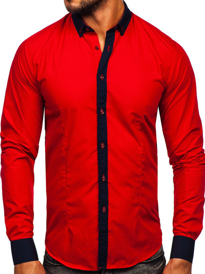 Crvena muška košulja elegantna dugih rukava Bolf 21750