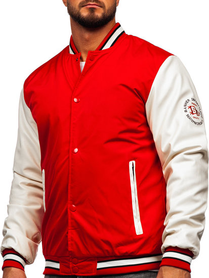 Crvena muška prijelazna bomber baseball jakna Bolf 84M3021