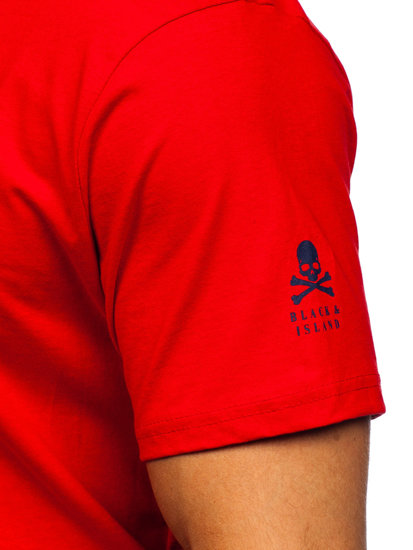 Crvena pamučna muška majica s printom Bolf 14784