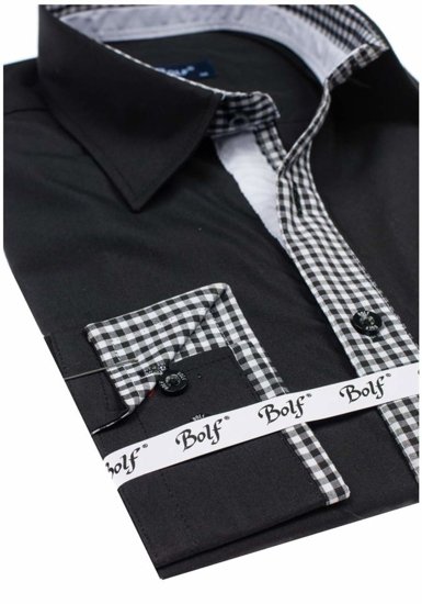 Košulja elegantna muška dugih rukava crna Bolf 6873