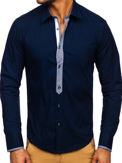 Košulja elegantna muška dugih rukava tamnoplava Bolf 6873