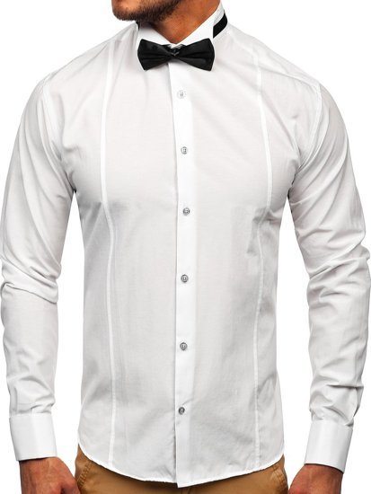 Košulja muška dugih rukava bijela Bolf 4702 leptir kravata+dugmad za orukvice