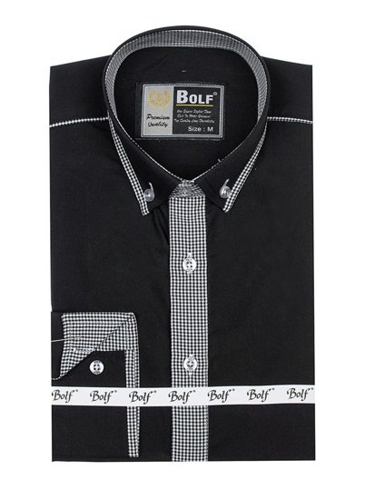 Košulja muška elegantna dugih rukava crna Bolf 5800