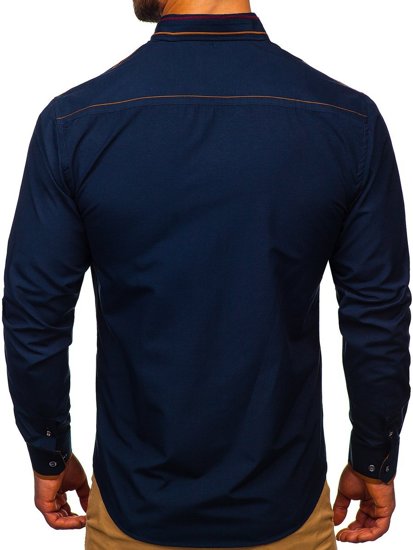 Košulja muška elegantna dugih rukava tamnoplava Bolf 4707