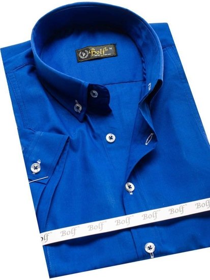 Košulja muška elegantna kratkih rukava plava Bolf 5535