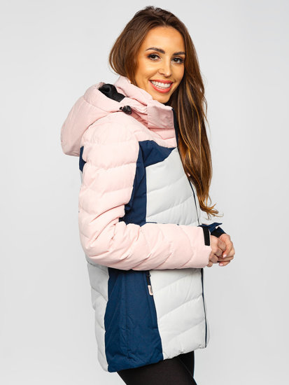 Ružičasta jakna zimska ženska s kapuljačom Bolf B2378