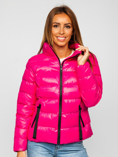 Ružičasta prošivena ženska zimska jakna bez kapuljače Bolf 23061